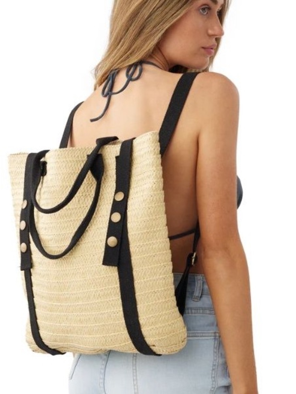 O ‘Neill Straw Tote Backpack with Black Trim - Women